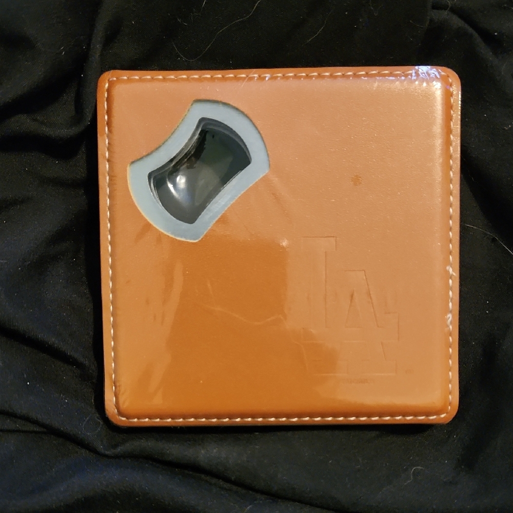 Brown Leather Coaster Set (4) W/Bottle Openers